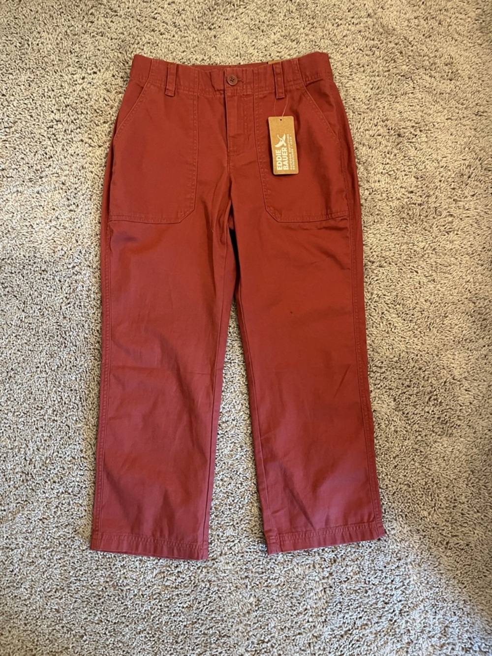 Eddie Bauer Utility Stretch Canvas Kick Cropped high waisted Pants red NEW NWT